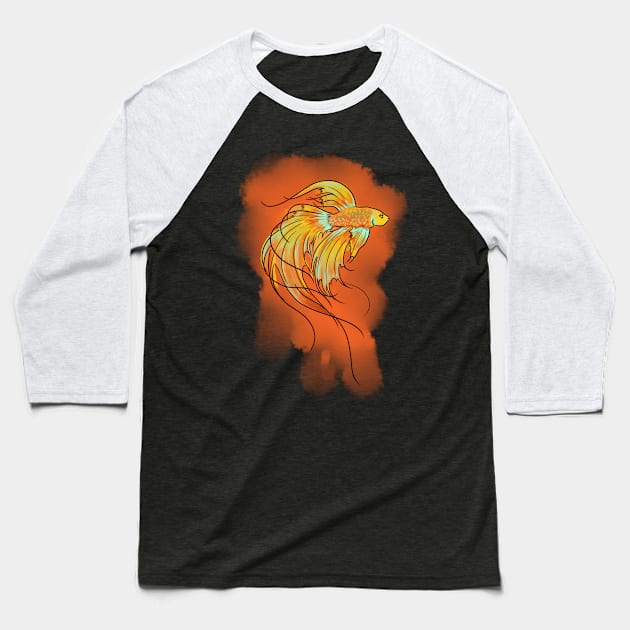 Sassy Gold Fish Baseball T-Shirt by Hail Sky